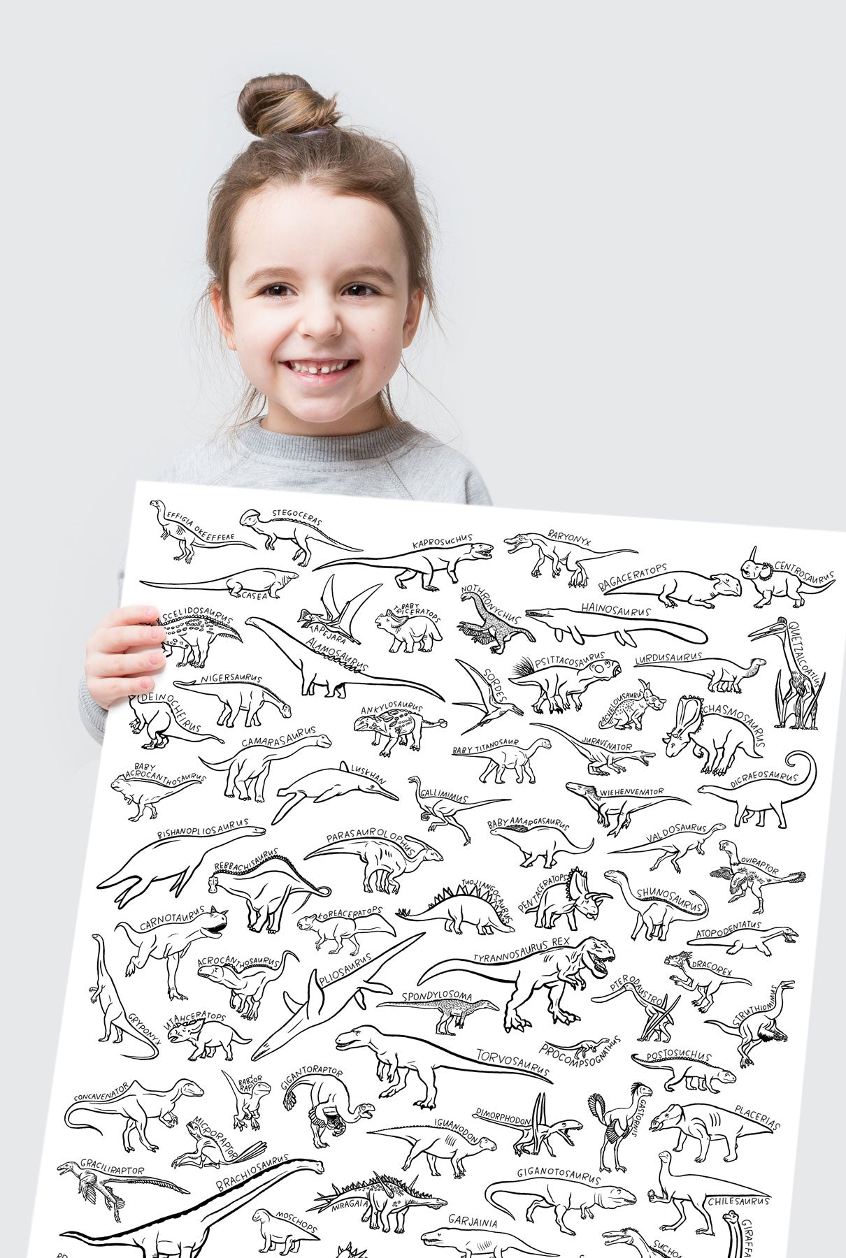 100 Dinosaurs Coloring Poster