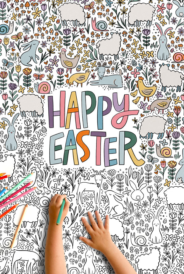 Happy Easter Giant Coloring Poster