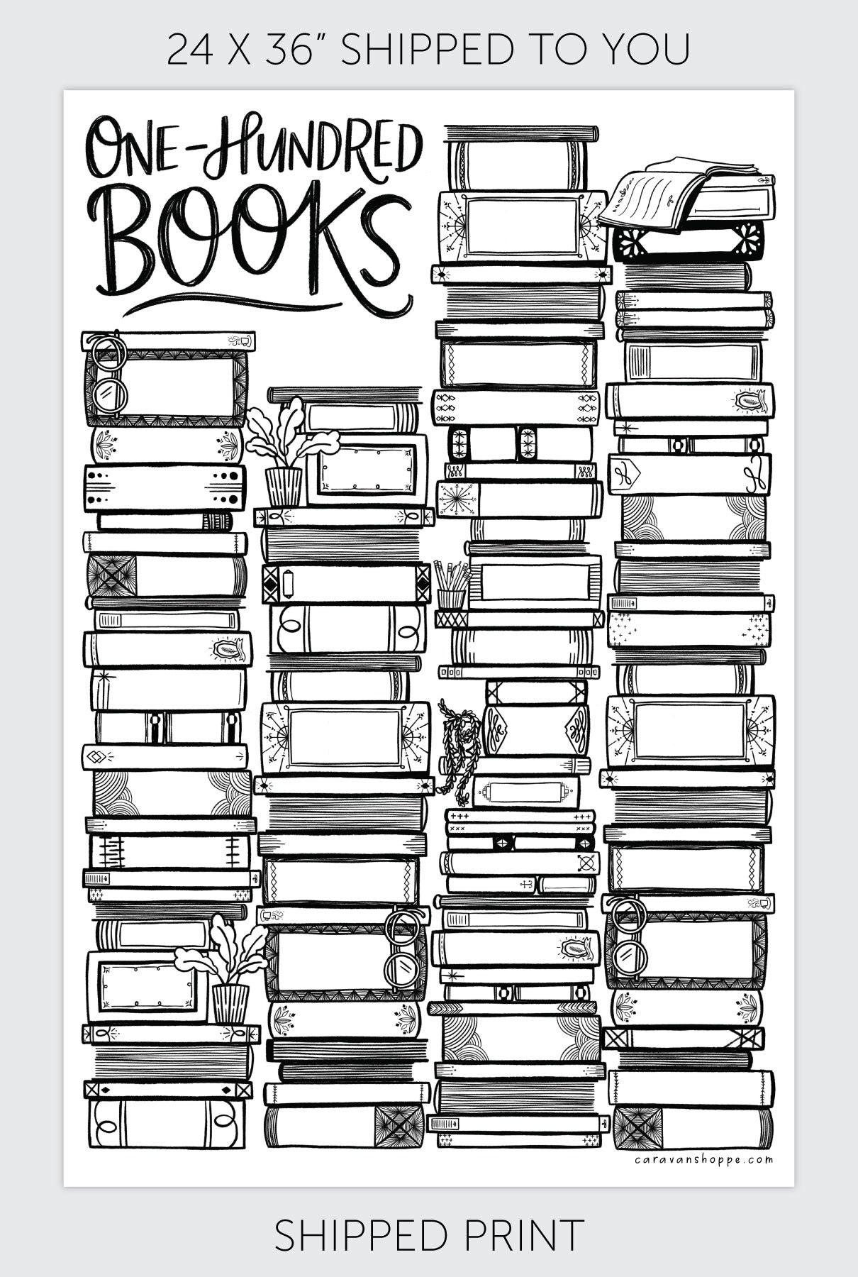 100 Books Coloring Poster