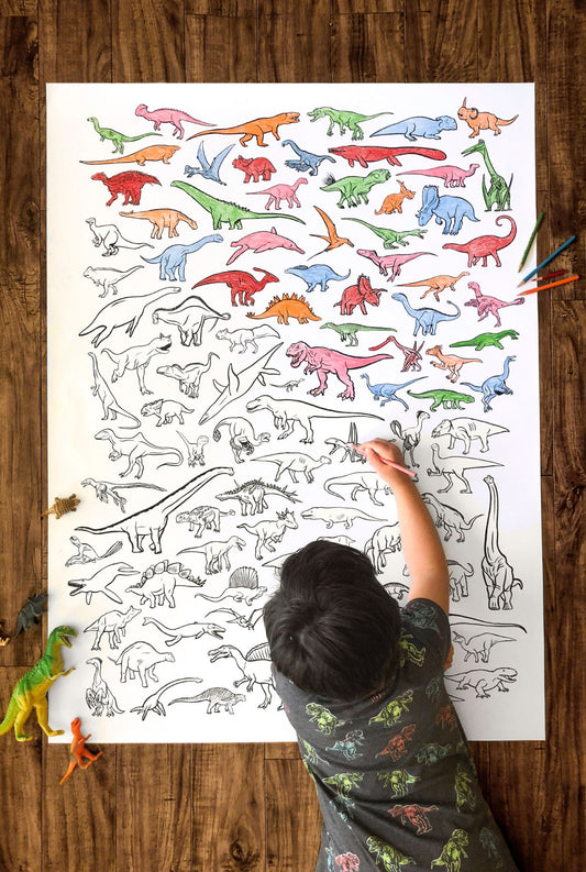 100 Dinosaurs Coloring Poster
