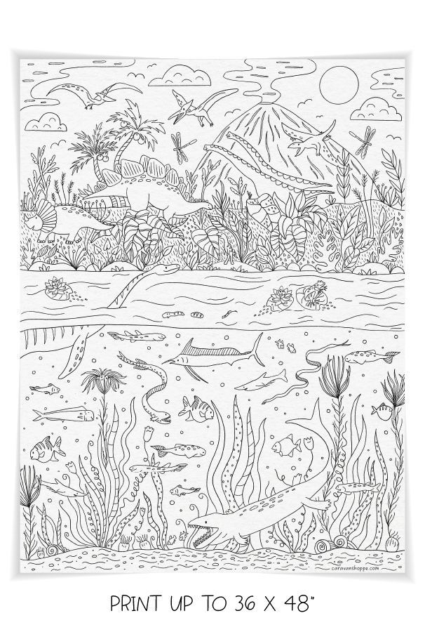 Dinosaur Scene Giant Coloring Poster