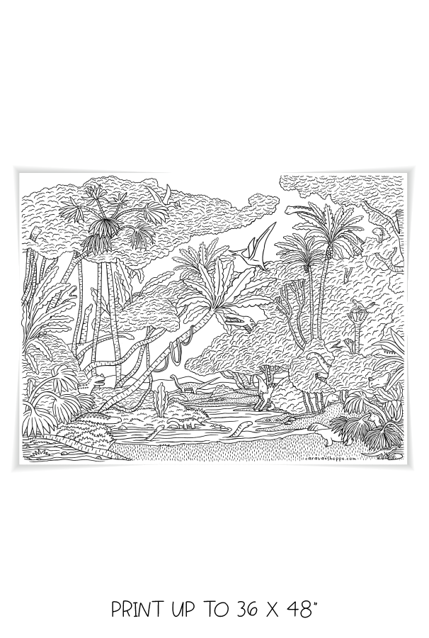 Hidden Dinosaurs Giant Coloring Poster