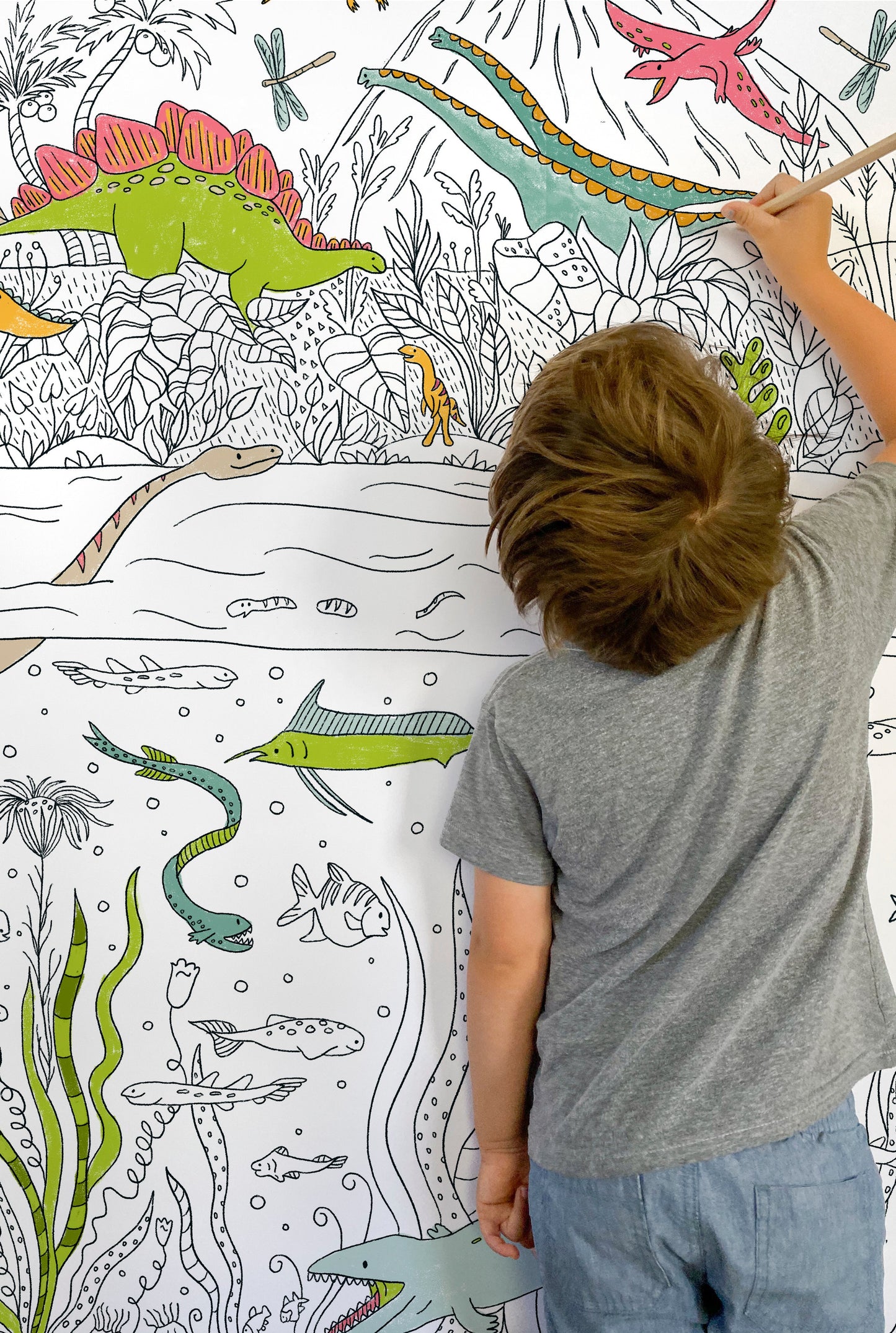 Dinosaur Scene Giant Coloring Poster