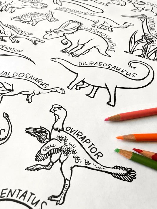 100 Dinosaurs Coloring Poster