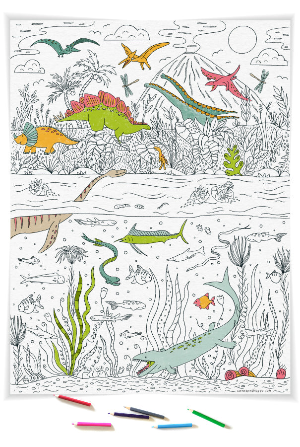 Dinosaur Scene Giant Coloring Poster