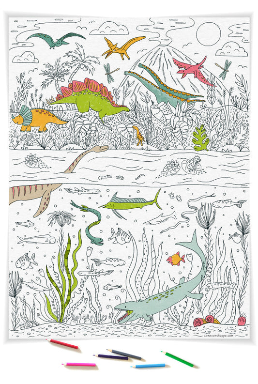 Dinosaur Scene Giant Coloring Poster