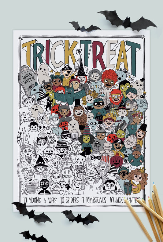 Hide and Seek Halloween Coloring Poster
