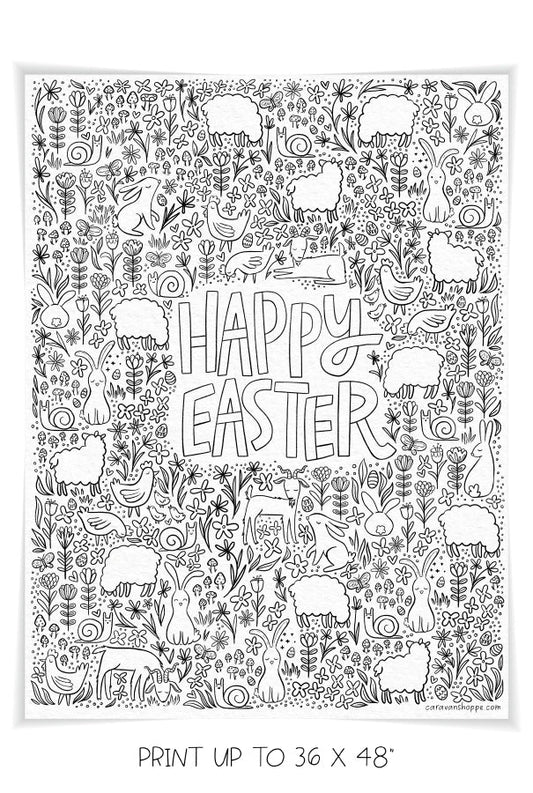 Happy Easter Giant Coloring Poster