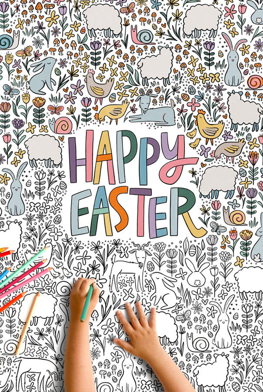 Happy Easter Giant Coloring Poster